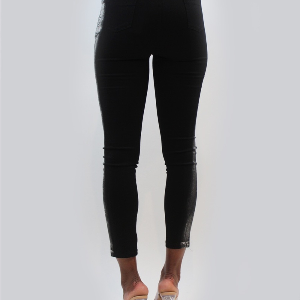 Zannza Couture  foiled Stylish Black and Silver Skinny Pants - Picture 3 of 4